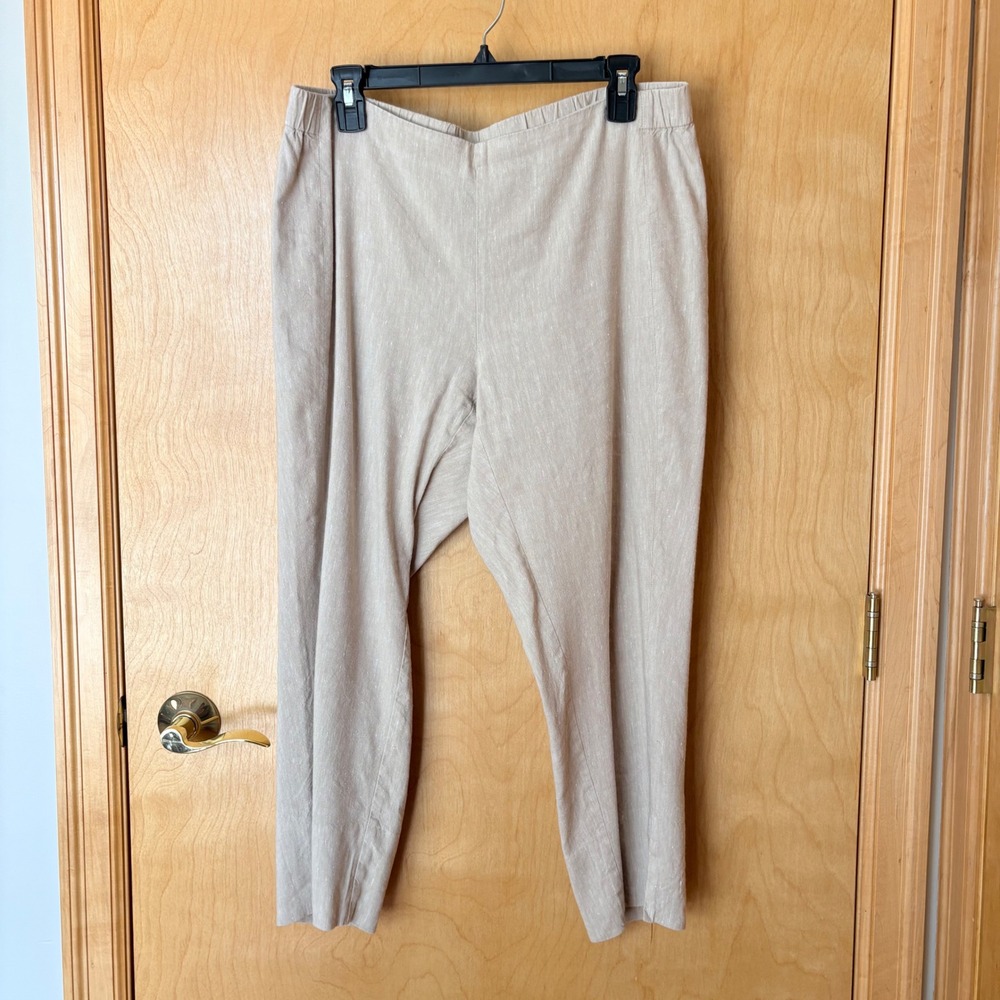 J.Jill Linen Stretch Pants Women M Beige Tapered Elastic Waistโ WPT150741